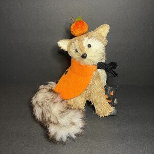 Ashland Halloween Fall Autumn Decorative Sisal Fox w/ Pumpkin Cape & Bag 8"